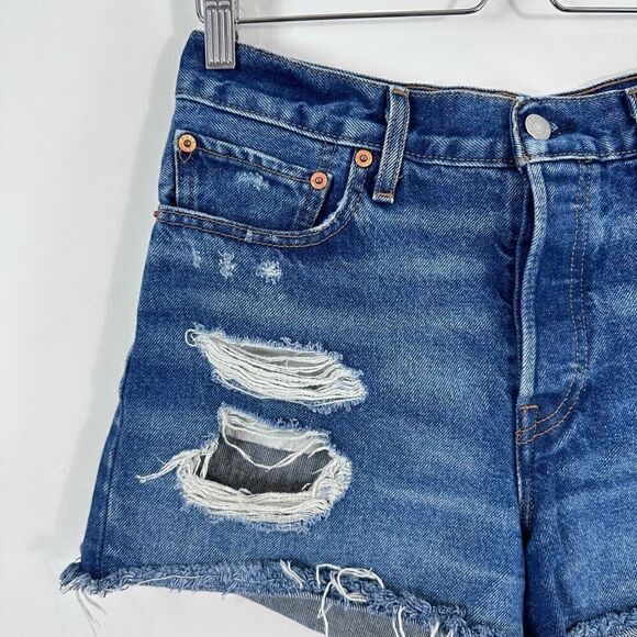 Levi’s Wedgie Distressed High Rise Denim Shorts Size 30 - Picture 6 of 12
